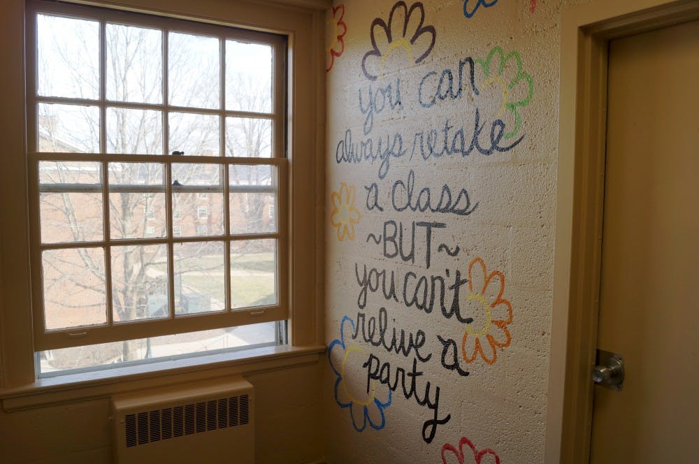 Students have been given the opportunity to paint the hallways of Old Dorms before renovations begin.