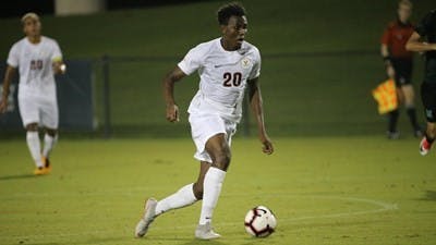 Freshman forward Cabrel Happi Kamseu scored his first collegiate goal Tuesday night against Marshall.