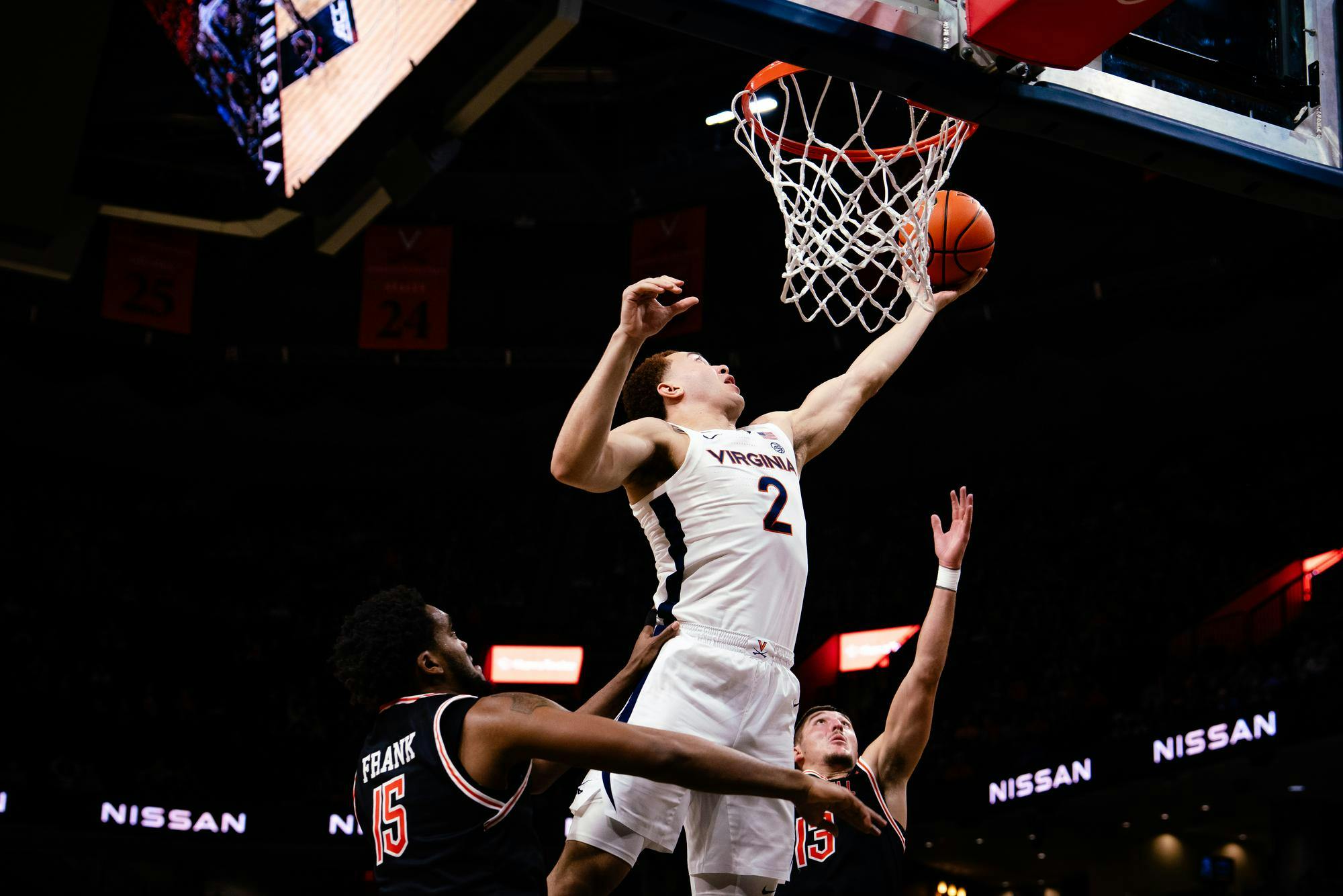 Junior forward Elijah Saunders dominated, leading all scorers with 22 points.