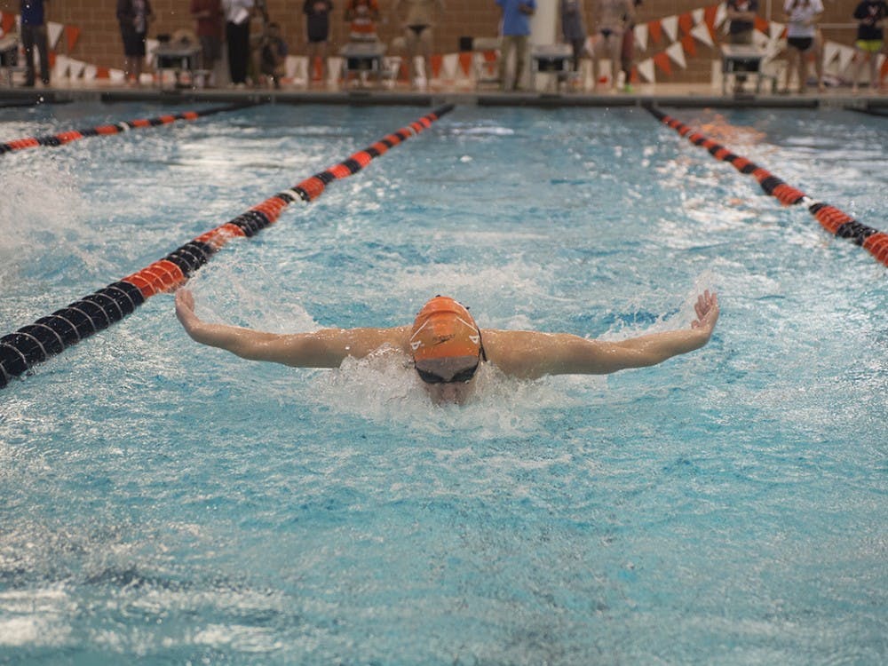 <p>Senior Kaitlyn Jones took first place in the 200-yard butterfly, beating out teammate junior Jennifer Marrkand.&nbsp;</p>