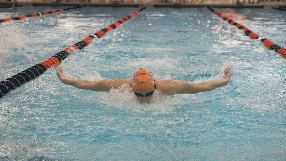 Senior Kaitlyn Jones took first place in the 200-yard butterfly, beating out teammate junior Jennifer Marrkand.&nbsp;