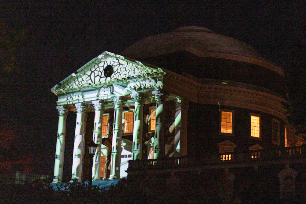 Some of the projections appear to change the shape of the Rotunda, making it look like some of the columns and windows are warped or dancing. 
