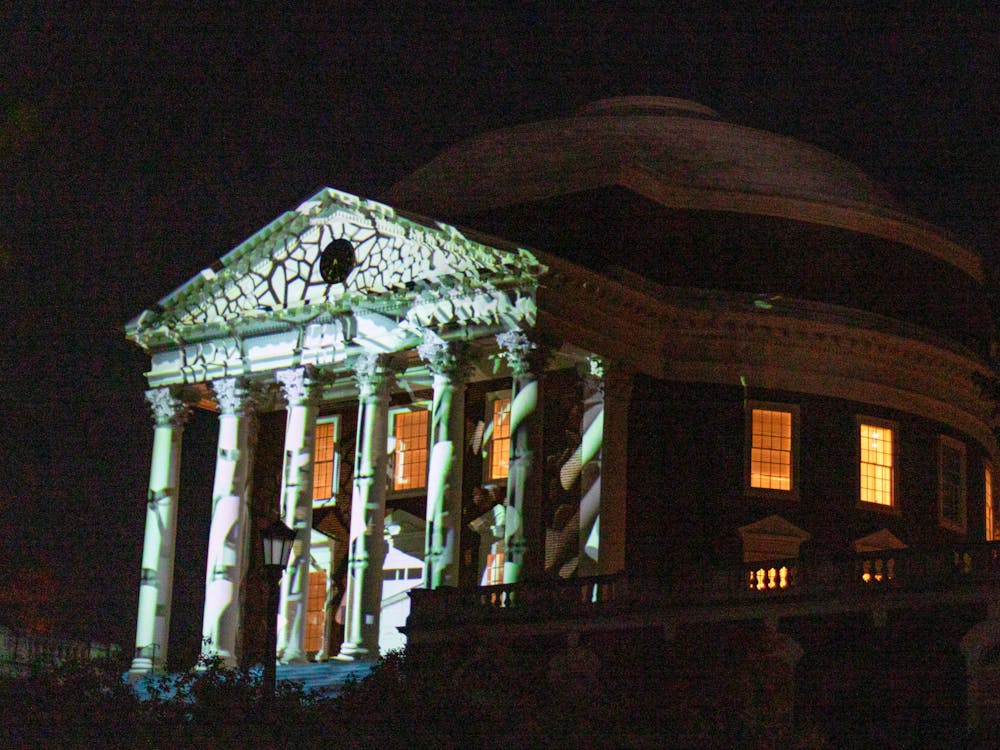 Some of the projections appear to change the shape of the Rotunda, making it look like some of the columns and windows are warped or dancing. 

