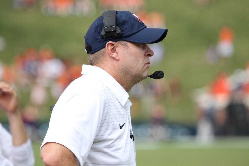 <p>Coach Bronco Mendenhall will try to lead the Cavaliers to a bowl bid and their third ACC win of the season Saturday against Pittsburgh.&nbsp;</p>