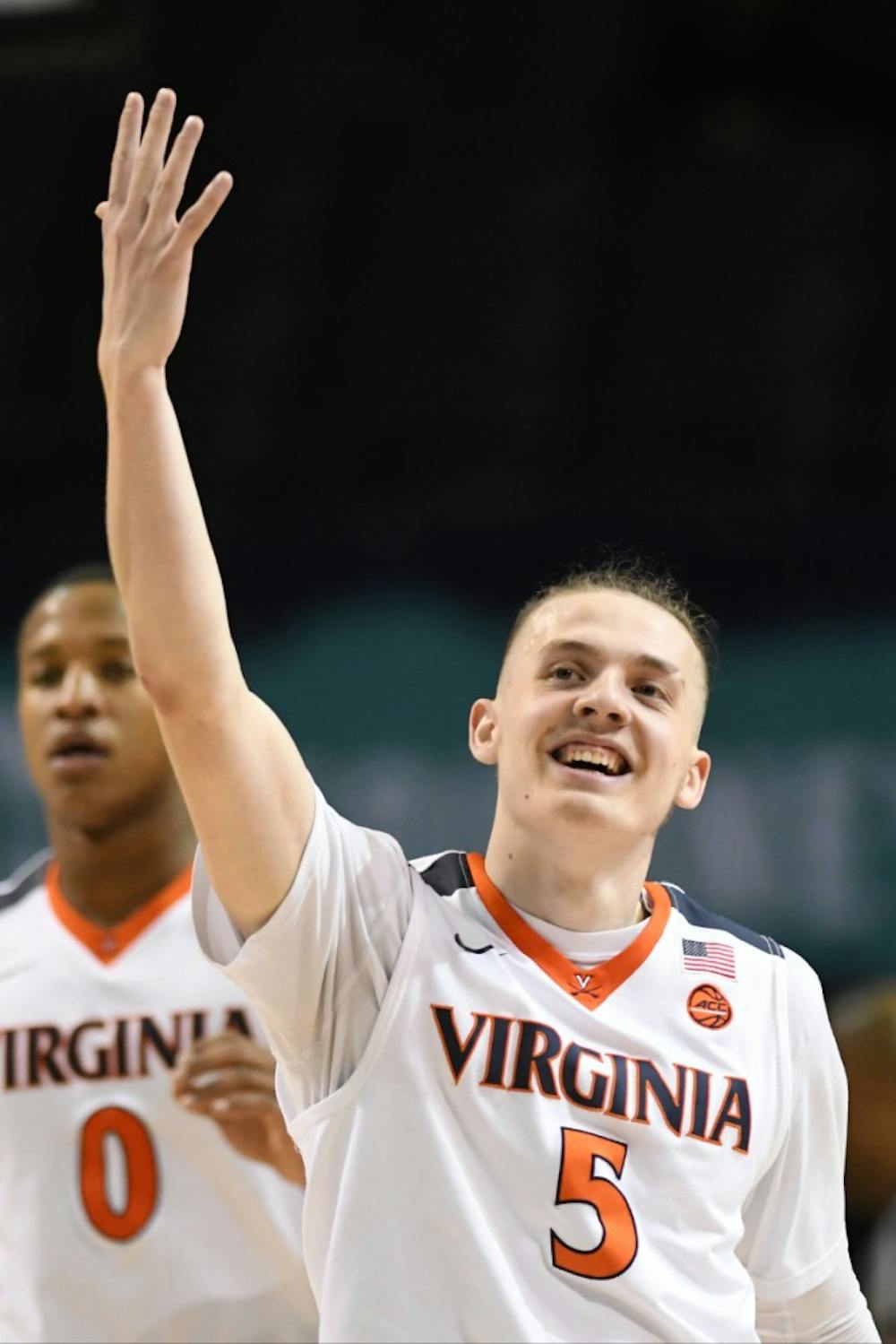 <p>Freshman guard Kyle Guy led the Cavaliers with 20 points in the&nbsp;75-63 victory.</p>