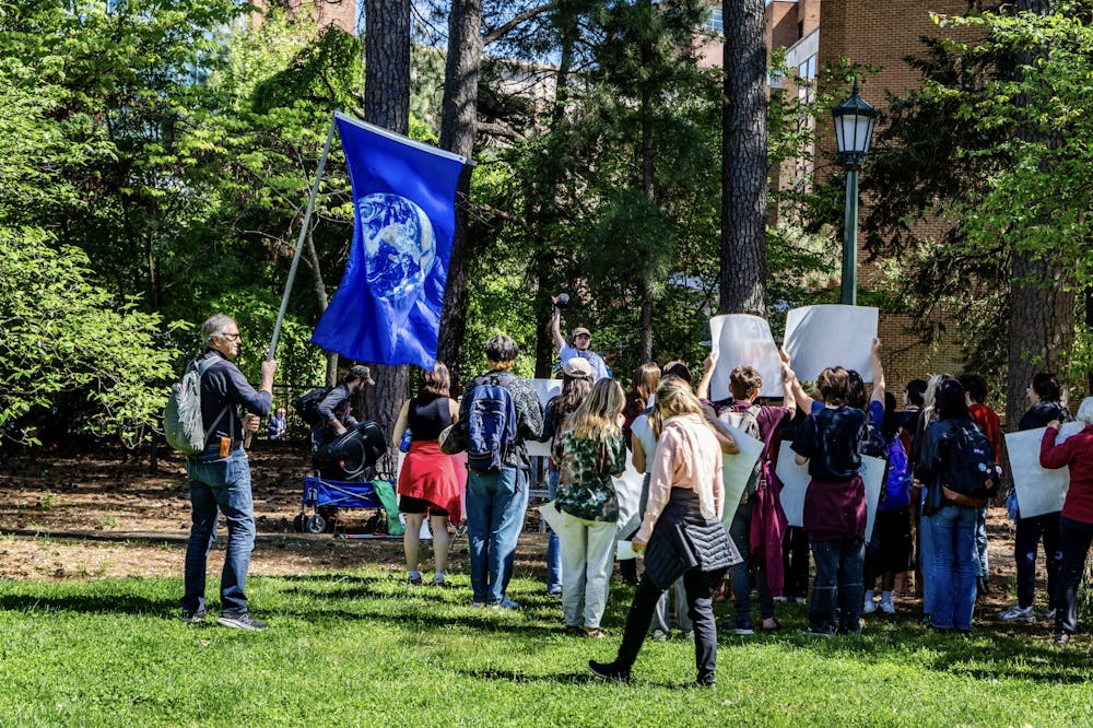 <p>The rally began on the North side of the Rotunda from and included both University students as well as Charlottesville community members.</p>
