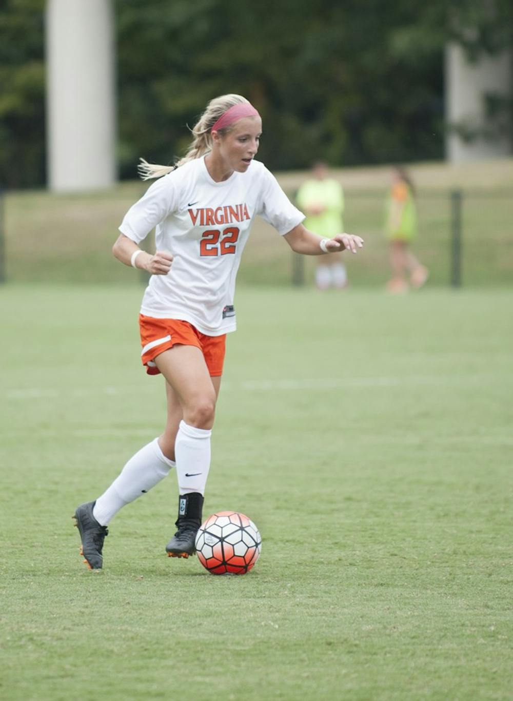 <p>Julia Sroba, a fifth year defender, has been a role model on the women's soccer team both in the classroom and on the field.</p>