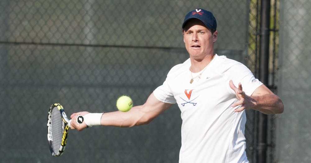 <p>Senior Alexander Ritschard won both his doubles and singles match against Boston College.</p>