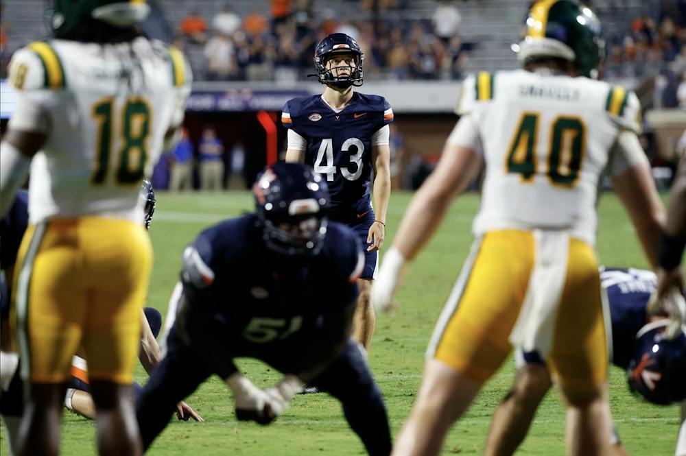 <p>Messmore has only been given one opportunity so far this season, but he made it count as he drilled an extra point against Norfolk State</p>