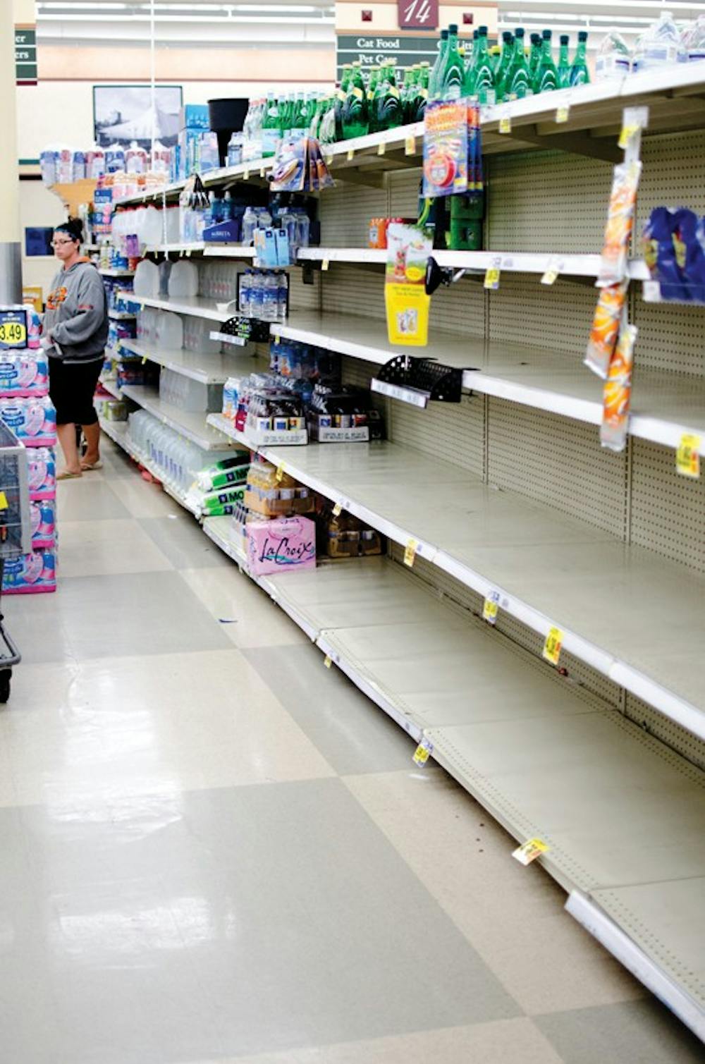 	Bottled water at the local Kroger Grocery Store at Barrack&#8217;s Road shopping center was scarce to find.