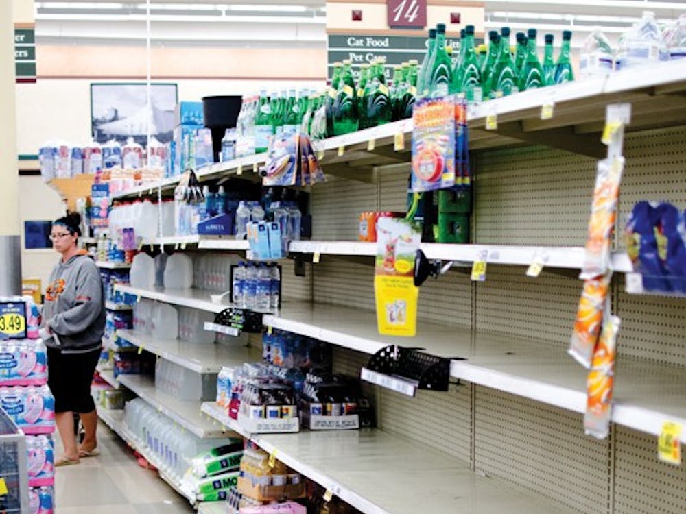 Bottled water at the local Kroger Grocery Store at Barrack’s Road shopping center was scarce to find.