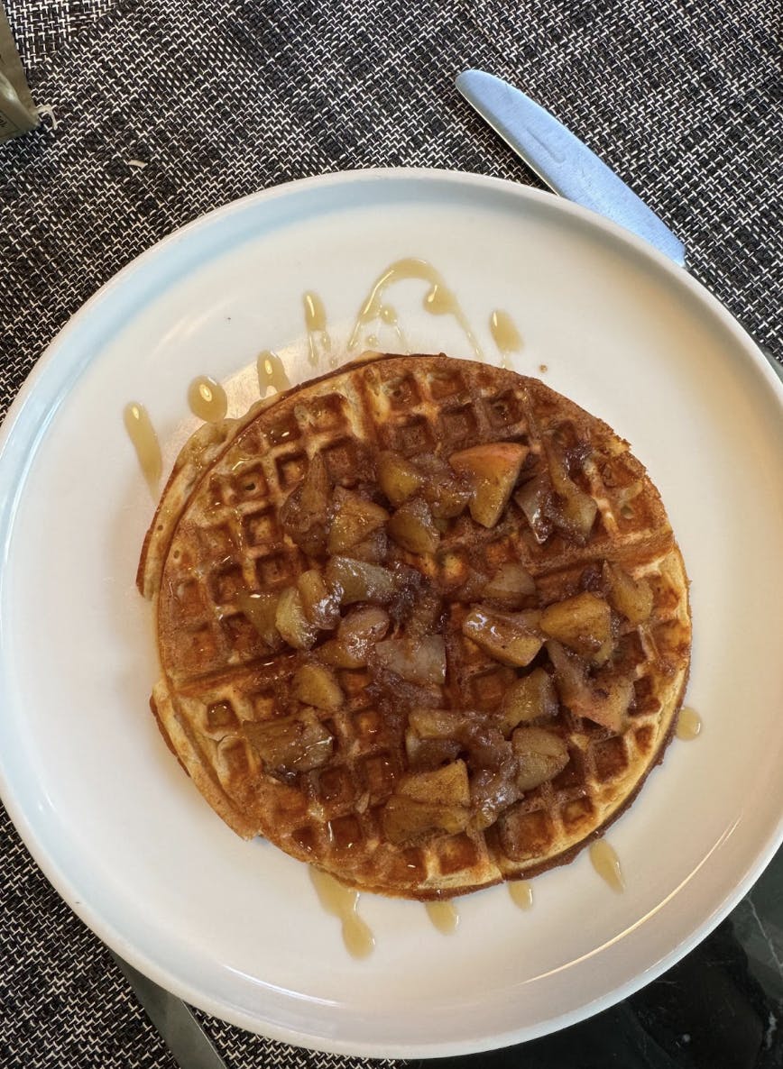 The waffles themselves are lightly spiced and gently sweet and crisp around the edges with a soft, cake-like center. 