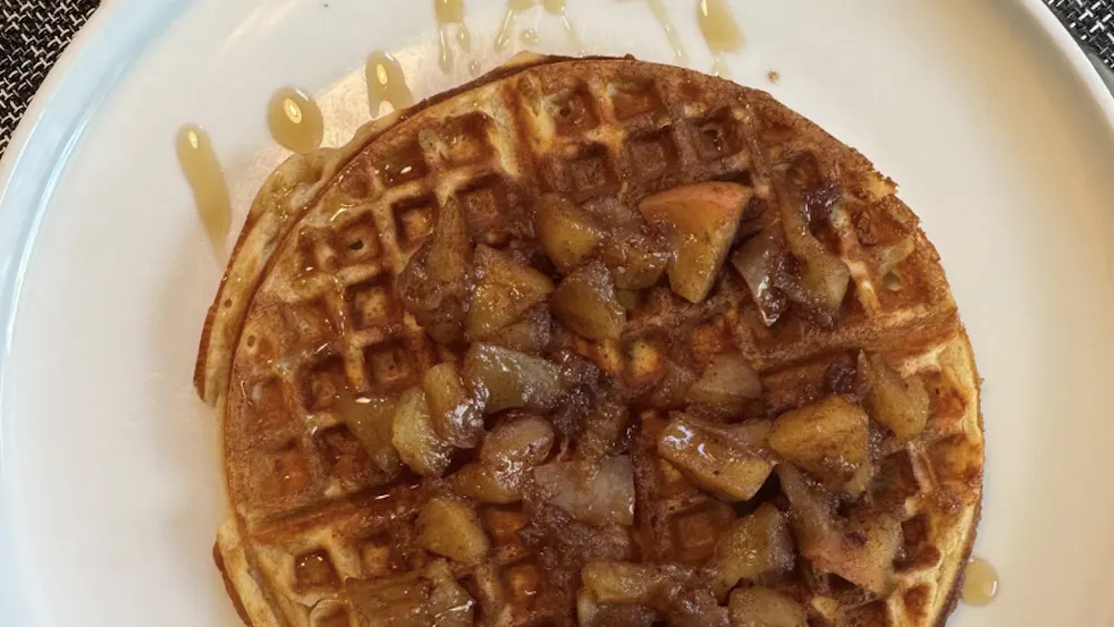The waffles themselves are lightly spiced and gently sweet and crisp around the edges with a soft, cake-like center.