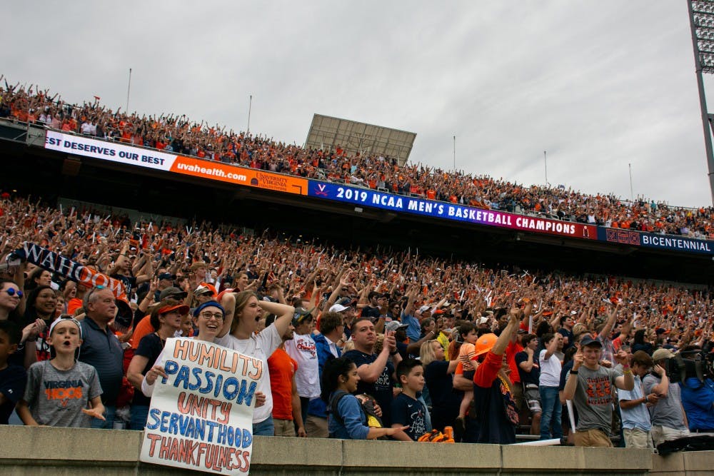 <p>Over 20,000 Cavalier fans came to Scott Stadium Saturday afternoon to witness the championship celebration.</p>