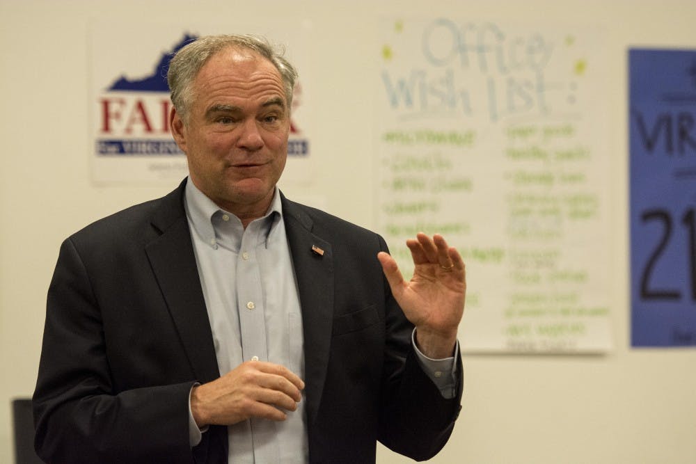 <p>U.S. Sen. Tim Kaine shared his personal relationship and history with current Lt. Gov. Ralph Northam, the Democratic gubernatorial candidate.</p>