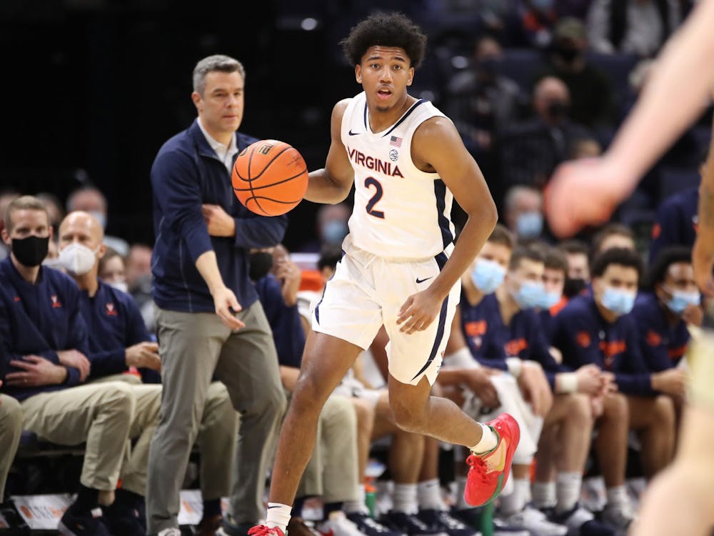 Virginia sophomore guard Reece Beekman logged another solid game defensively with five steals.