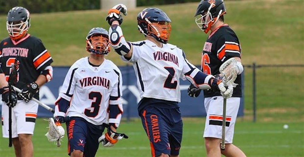 <p>Freshman attackman Ian Laviano (left) and sophomore attackman Michael Kraus (right) will be key in Virginia's matchup Saturday.</p>