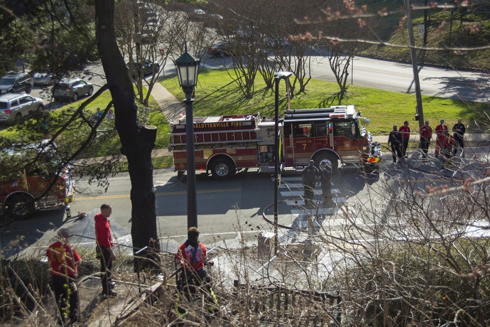 Emmet Street in the area of Stadium Road was temporarily closed while emergency officials responded to the incident.
