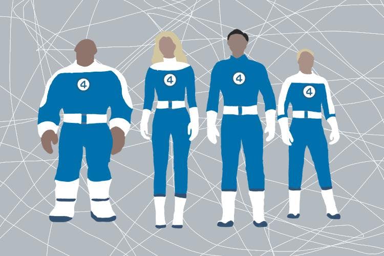 “First Steps” introduces the superhero family with a brief montage of their extraterrestrial origin story, wherein cosmic rays granted the four former astronauts various life-changing superhuman abilities. 