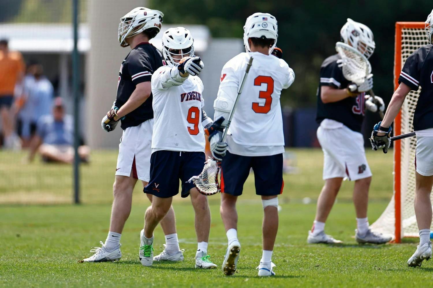 McCabe Millon, left, points at Truitt Sunderland after one of the pair's many goals.