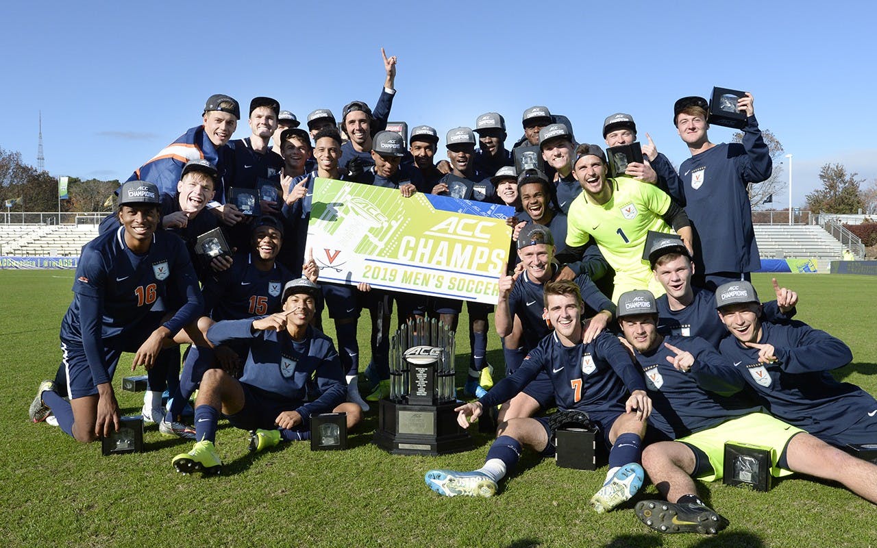 Virginia is named the 2019 ACC Menís Soccer Champions at WakeMed Soccer Park in Cary, N.C., Sunday Nov. 17, 2019. (Photo by Sara D. Davis, the ACC)