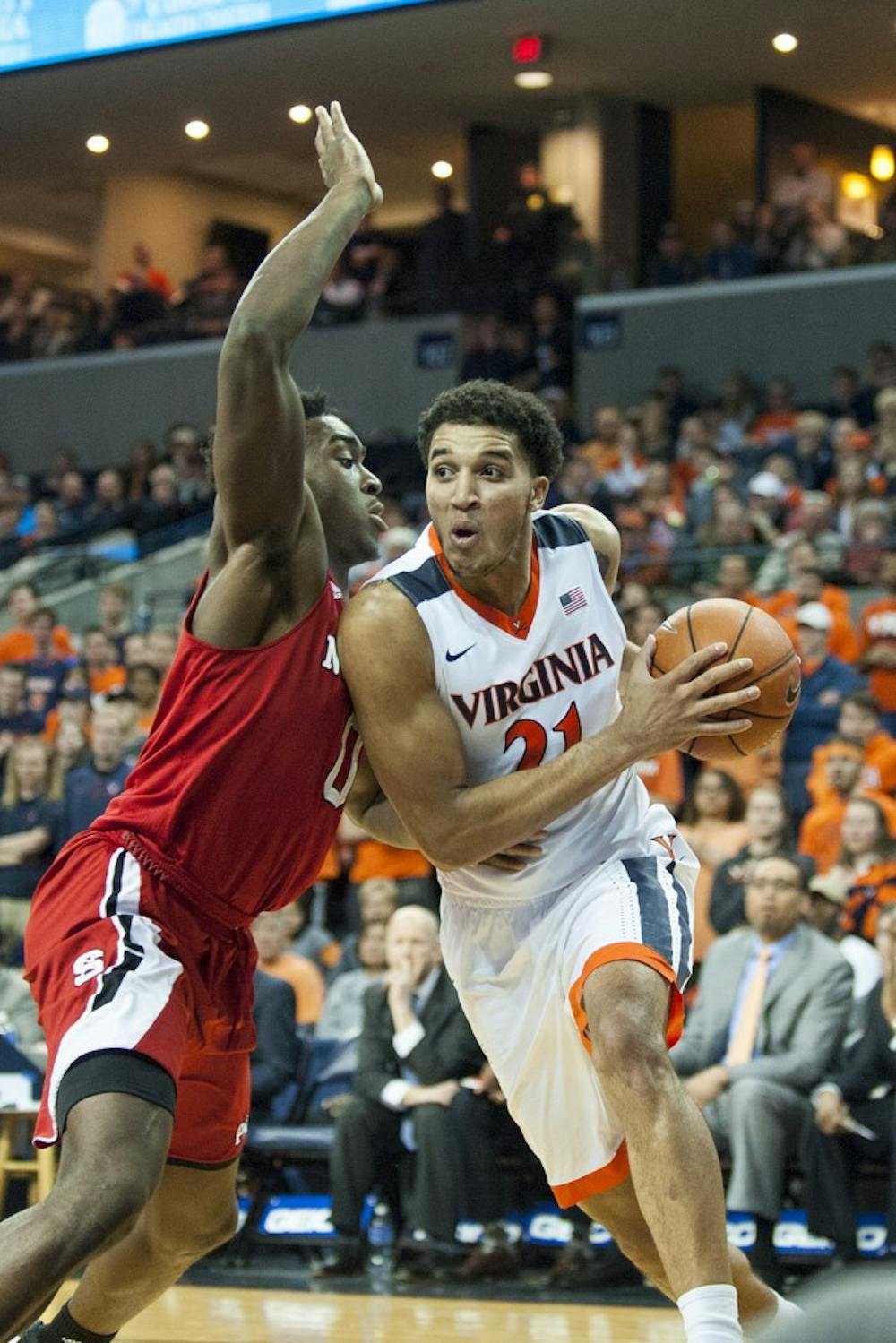 <p>Junior forward Isaiah Wilkins earned his first collegiate&nbsp;double-double with 13 points and 11 rebounds in the win against Louisville.</p>