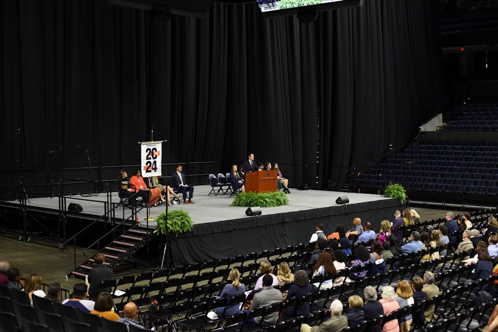 The opening speech was given by Kyle Woodson, president of the Class of 2024 and third-year Commerce student, in which he reflected on the difficulty the class faced at the beginning of their University experience due to restrictions and online classes caused by COVID-19.