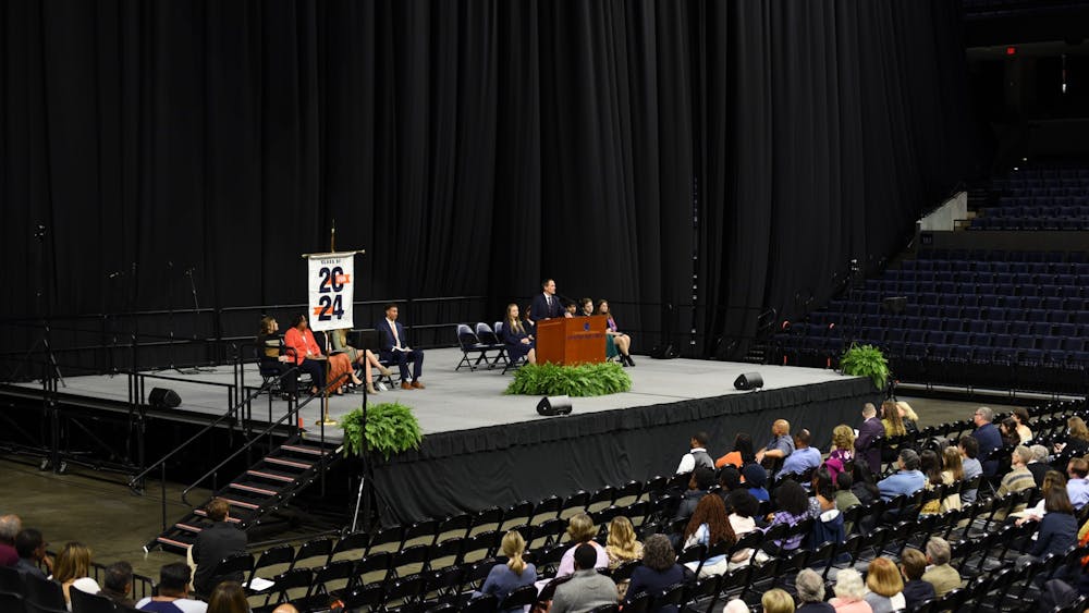 The opening speech was given by Kyle Woodson, president of the Class of 2024 and third-year Commerce student, in which he reflected on the difficulty the class faced at the beginning of their University experience due to restrictions and online classes caused by COVID-19.
