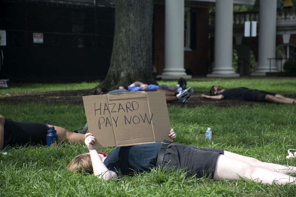Die-In held on U.Va. Lawn to protest on-Grounds instruction (Photos by Emma Klein | The Cavalier Daily)