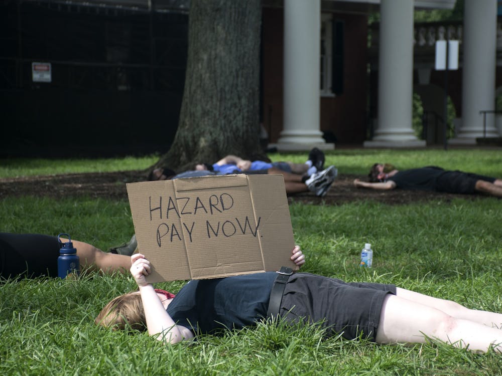 Die-In held on U.Va. Lawn to protest on-Grounds instruction (Photos by Emma Klein | The Cavalier Daily)
