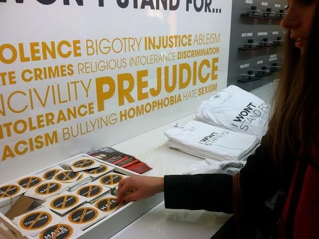 	Students proudly sported shirts advertising their opposition to various societal injustices.