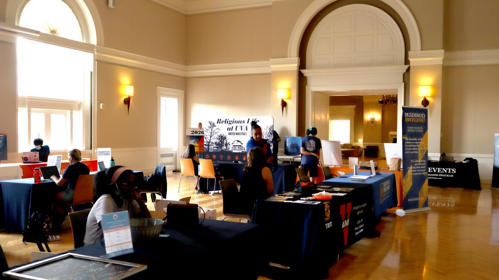 Incoming students get a look at various opportunities at the University at information sessions in Newcomb Ballroom.&nbsp;