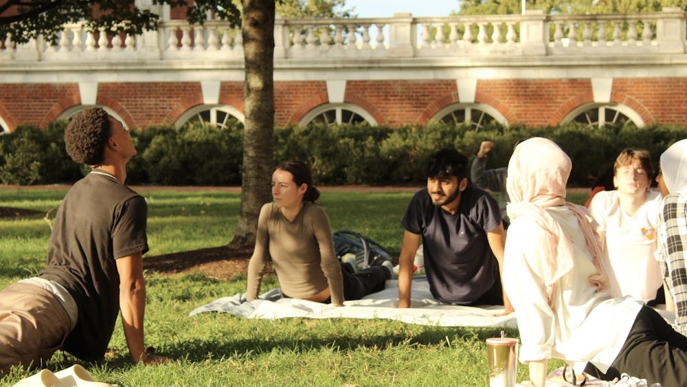  Lucien leads the discussions and reflection of these issues for attendees and encourages them to look after themselves through mindful meditation. 