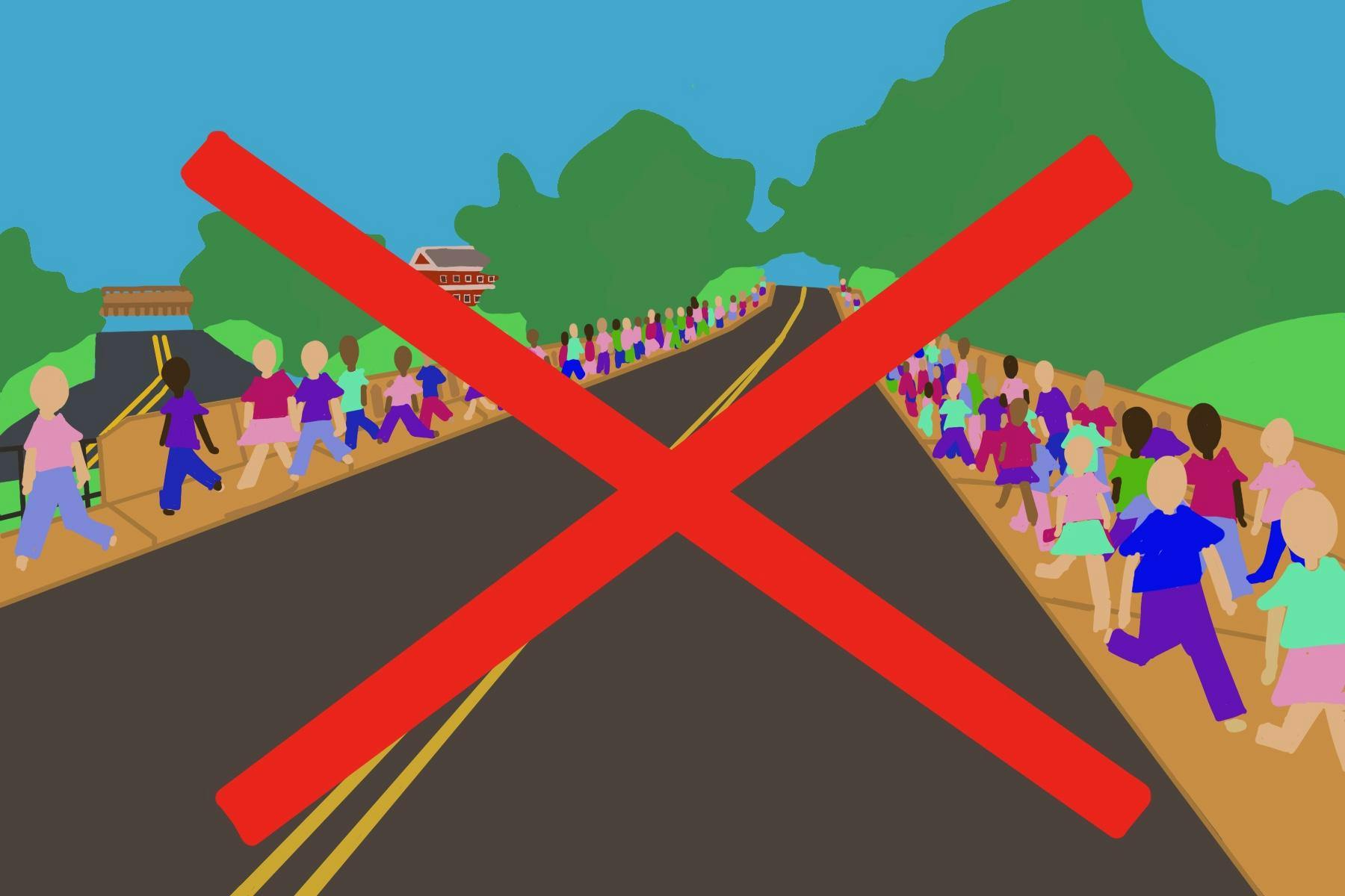 Apparently, the University isn’t liable for “crashes between screen-addicted students and additional rubberneck activity."