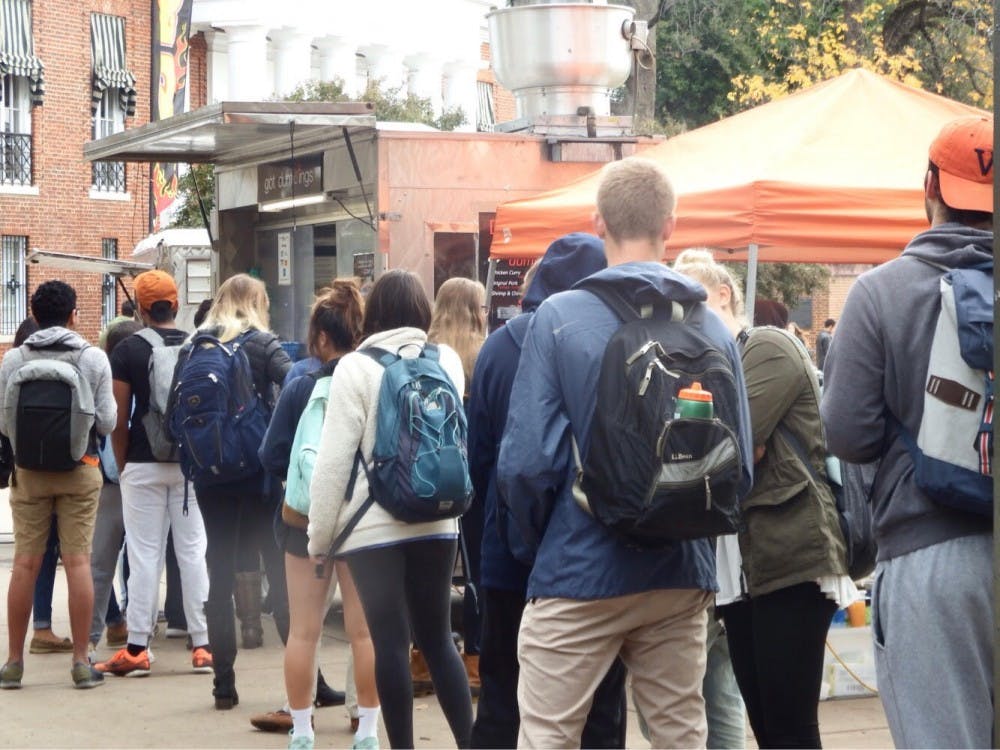 A long line of hungry students often surrounds the dumpling cart on Grounds, which features Got Dumplings' offerings.