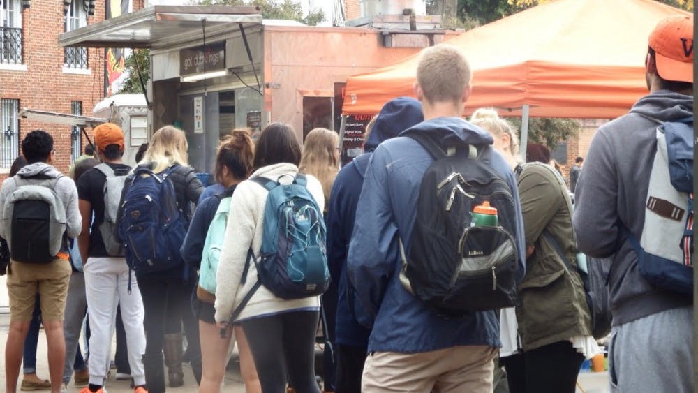 A long line of hungry students often surrounds the dumpling cart on Grounds, which features Got Dumplings' offerings.