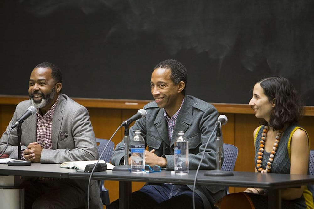 <p>Wallace, Cadogan and Raboteau discussed race in relation to the recent book "The Fire This Time"</p>