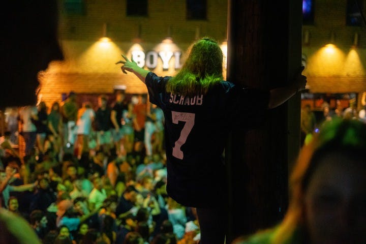 As the final whistle sounded on Monday, students around Grounds rushed towards the intersection of University Avenue and 14th street. &nbsp;