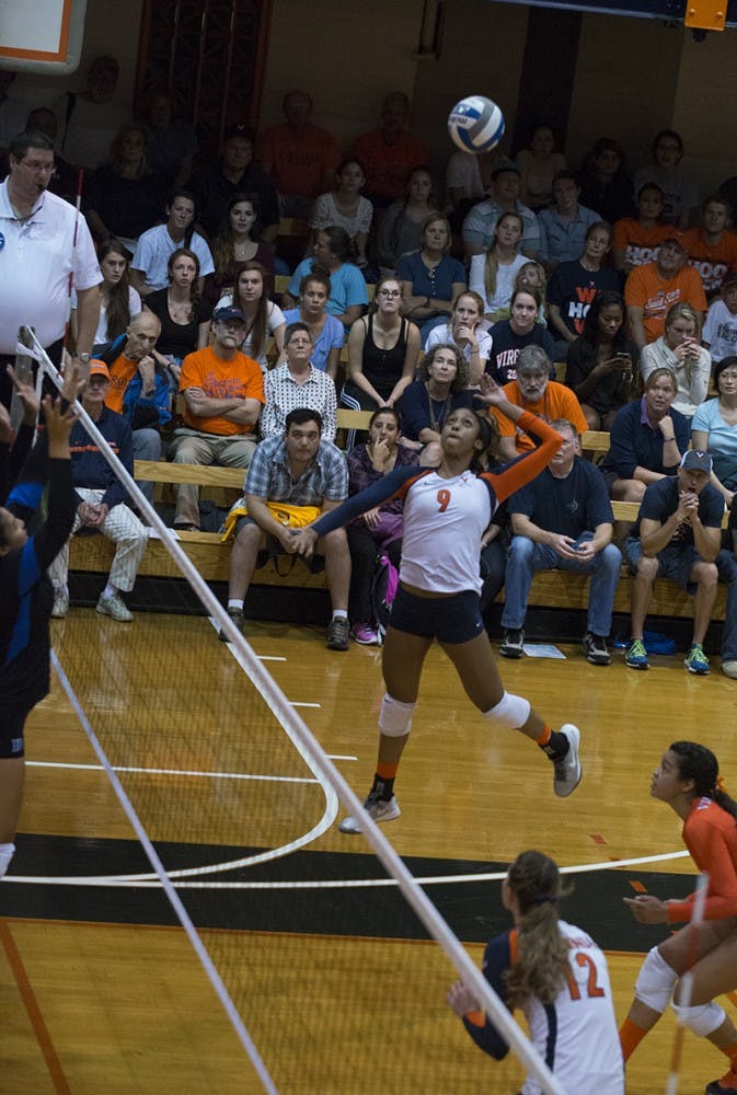 Sophomore outside hitter Jasmine Burton led Virginia in kills against Duke and Louisville with 10 and 17, respectively.