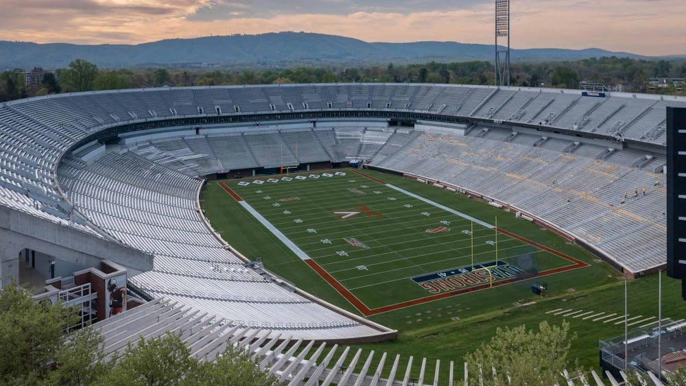 A photograph of an empty Scott Stadium.