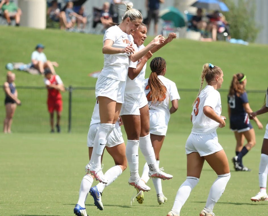 Graduate student forward Haley Hopkins put on a first-half clinic, scoring a hat-trick within the game's first 15 minutes for the Cavaliers.