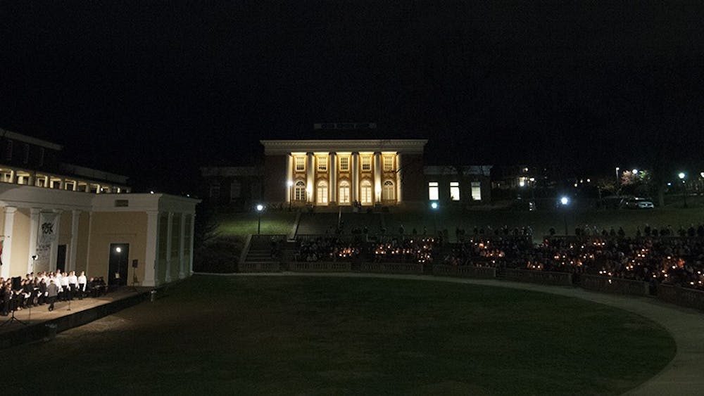 Attendees filled the amphitheater Tuesday in solidarity with those affected by the attacks in Paris and Lebanon.