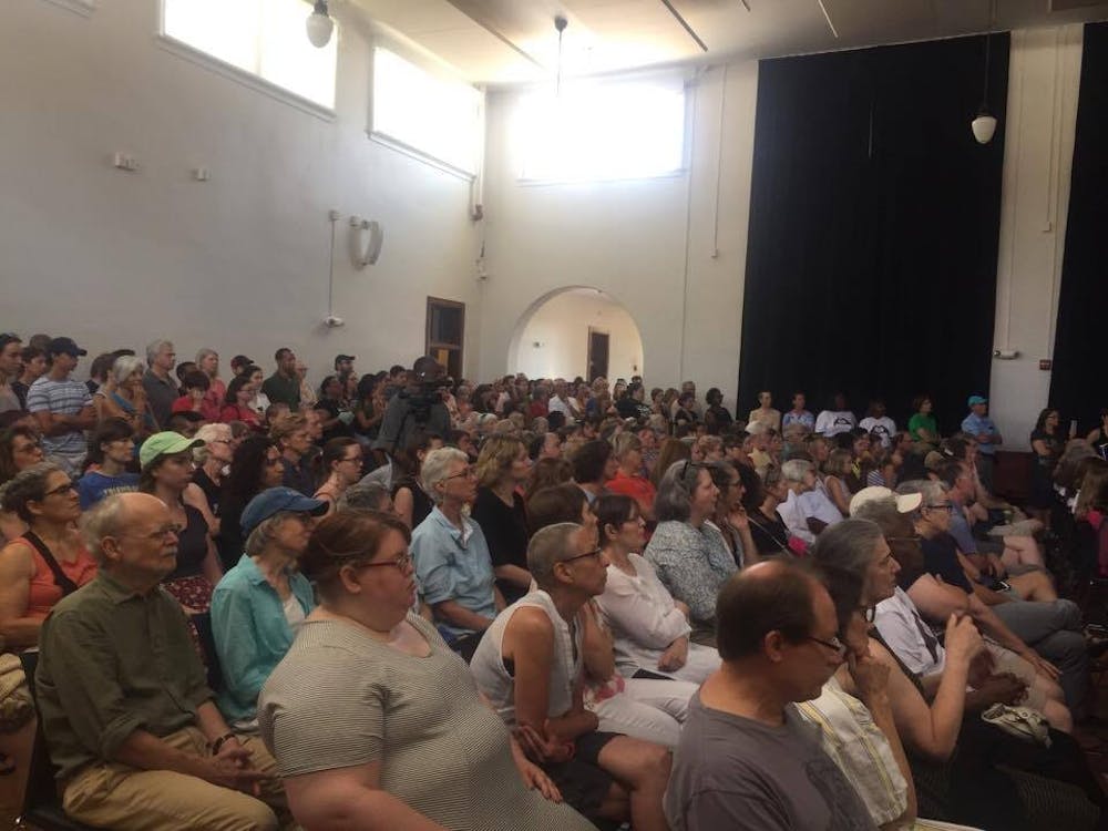 <p>Over 400 community members filled the auditorium at the Jefferson School City Center.</p>