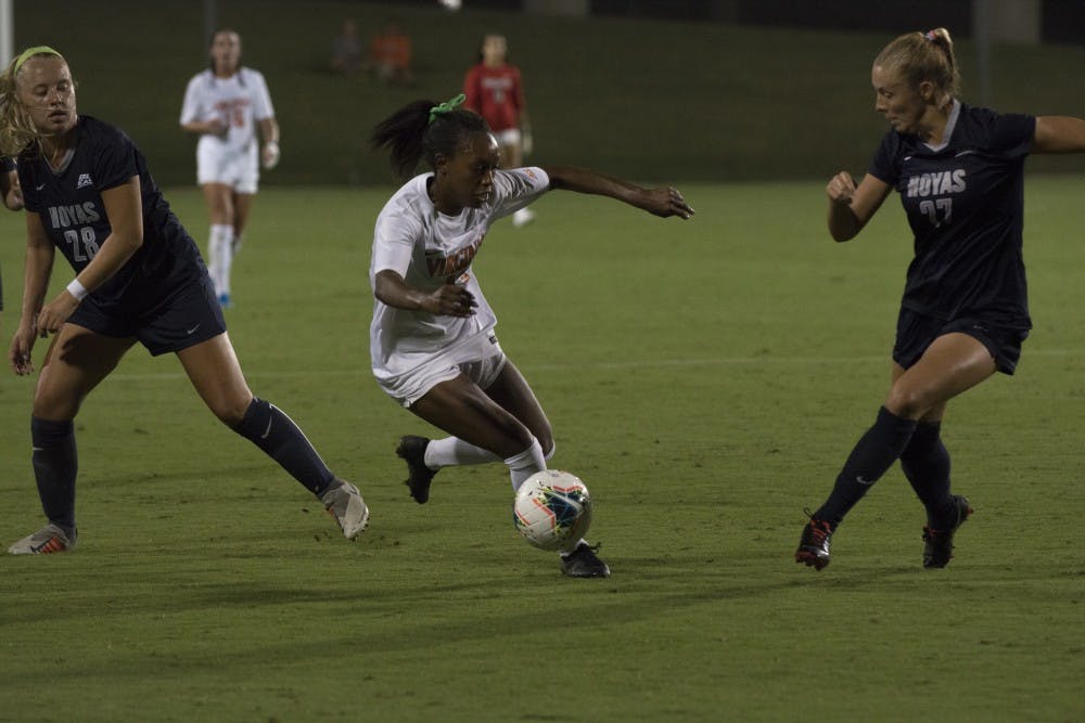 <p>Sophomore forward Rebecca Jarrett had two assists on the night, including one on an impressive counterattack.</p>