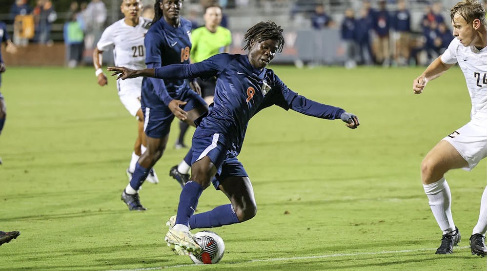 <p>Freshman forward Stephen Annor Gyamfi scored for the third time in four games in the Cavaliers' win Tuesday</p>