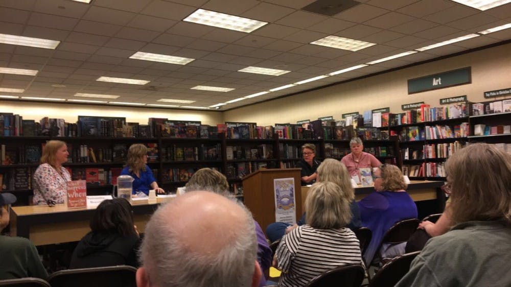 <p>Authors of LGBTQI romance Samantha Boyette, D. Jackson Leigh and Radclyffe sat for a panel with Sandy Lowe, senior editor of Bold Strokes Books, as part of Virginia Festival of the Book.</p>