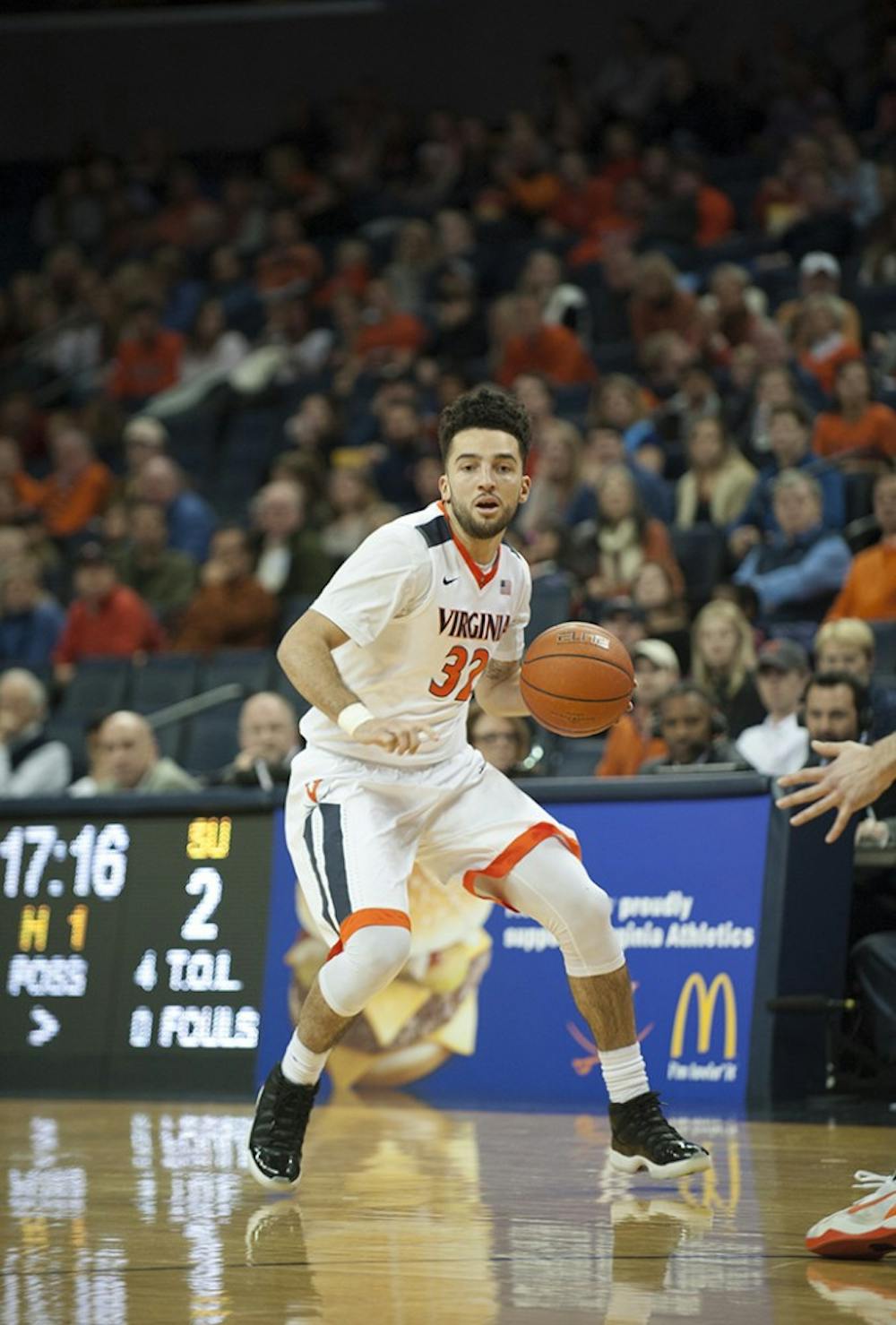 <p>Junior guard London Perrantes picked apart the Syracuse zone,&nbsp;tallying&nbsp;16 points and dishing out seven assists Sunday night. Virginia defeated the Orange, 73-65.</p>