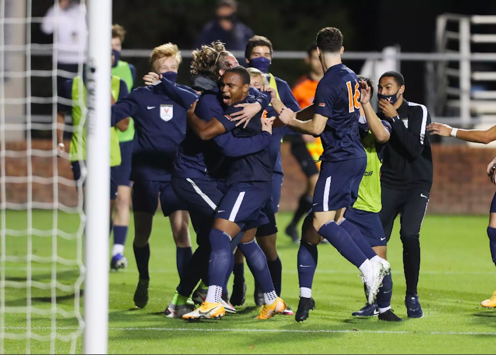 <p>The Cavaliers celebrate their 300th win at Klockner Stadium and first win of the 2020 season after sophomore forward Philip Horton scored with 1:05 remaining in the second period of overtime.&nbsp;</p>