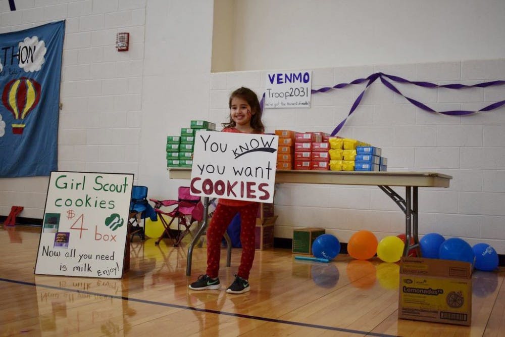 Olivia sold over 800 boxes of Girl Scout cookies in her attempt to sell the most in the Virginia Skyline Region.