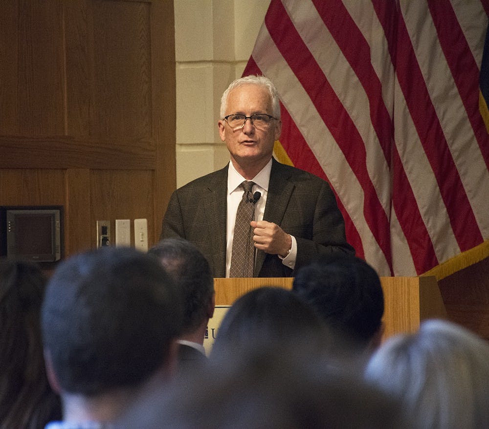 <p>CSIS Senior Vice President J. Stephen Morrison (seen here) and US. Air Force Col. James A. Chambers, MD, discussed the potential of disease outbreaks in war to affect U.S. military and foreign policy.&nbsp;</p>